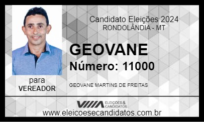 Candidato GEOVANE 2024 - RONDOLÂNDIA - Eleições