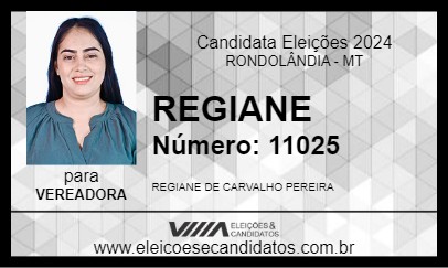 Candidato REGIANE 2024 - RONDOLÂNDIA - Eleições