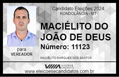 Candidato MACIÉLITO DO JOÃO DE DEUS 2024 - RONDOLÂNDIA - Eleições