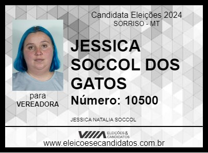 Candidato JESSICA SOCCOL DOS GATOS 2024 - SORRISO - Eleições