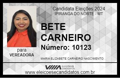 Candidato BETE CARNEIRO 2024 - IPIRANGA DO NORTE - Eleições