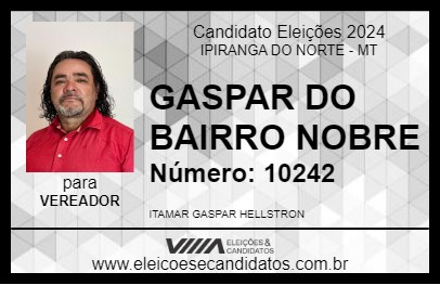 Candidato GASPAR DO BAIRRO NOBRE 2024 - IPIRANGA DO NORTE - Eleições