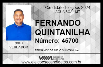 Candidato FERNANDO QUINTANILHA 2024 - ÁGUA BOA - Eleições