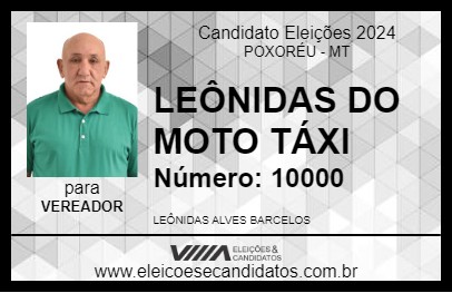 Candidato LEÔNIDAS DO MOTO TÁXI 2024 - POXORÉU - Eleições