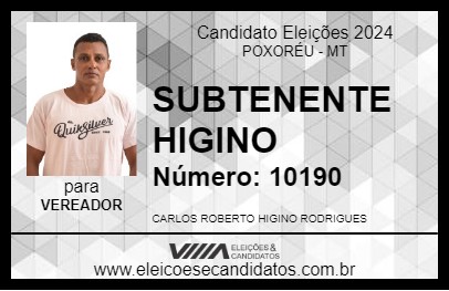 Candidato SUBTENENTE HIGINO 2024 - POXORÉU - Eleições