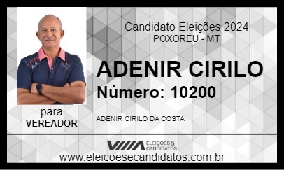 Candidato ADENIR CIRILO 2024 - POXORÉU - Eleições