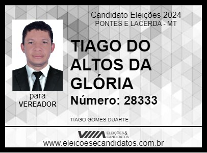 Candidato TIAGO DO ALTOS DA GLÓRIA 2024 - PONTES E LACERDA - Eleições