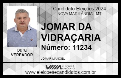 Candidato JOMAR DA VIDRAÇARIA 2024 - NOVA MARILÂNDIA - Eleições