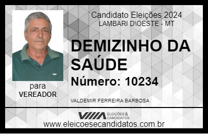 Candidato DEMIZINHO DA SAÚDE 2024 - LAMBARI D\OESTE - Eleições