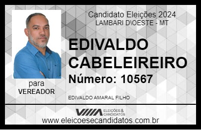 Candidato EDIVALDO CABELEIREIRO 2024 - LAMBARI D\OESTE - Eleições