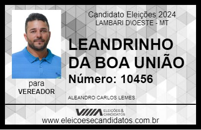 Candidato LEANDRINHO DA BOA UNIÃO 2024 - LAMBARI D\OESTE - Eleições