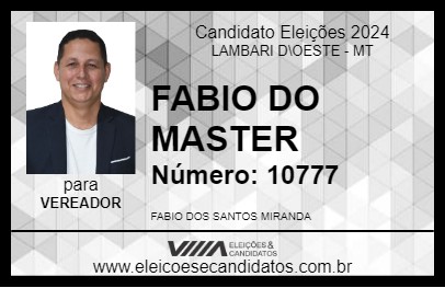 Candidato FABIO DO MASTER 2024 - LAMBARI D\OESTE - Eleições