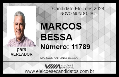 Candidato MARCOS BESSA 2024 - NOVO MUNDO - Eleições