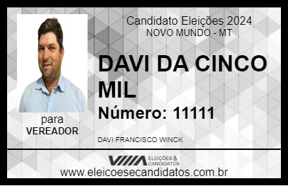 Candidato DAVI DA CINCO MIL 2024 - NOVO MUNDO - Eleições