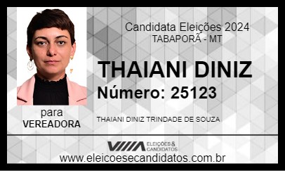 Candidato THAIANI DINIZ 2024 - TABAPORÃ - Eleições