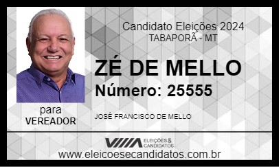 Candidato ZÉ DE MELLO 2024 - TABAPORÃ - Eleições