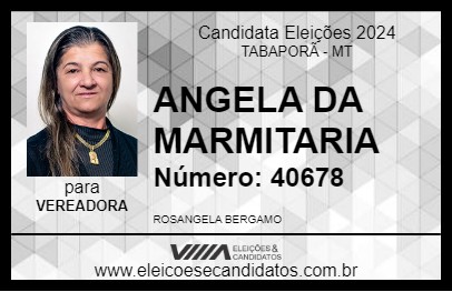 Candidato ANGELA DA MARMITARIA 2024 - TABAPORÃ - Eleições