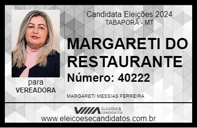 Candidato MARGARETI DO RESTAURANTE 2024 - TABAPORÃ - Eleições