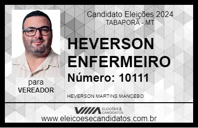 Candidato HEVERSON ENFERMEIRO 2024 - TABAPORÃ - Eleições