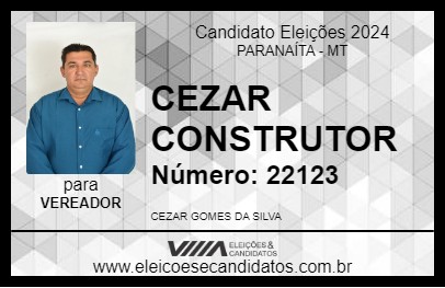 Candidato CEZAR CONSTRUTOR 2024 - PARANAÍTA - Eleições