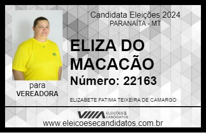 Candidato ELIZA DO MACACÃO 2024 - PARANAÍTA - Eleições