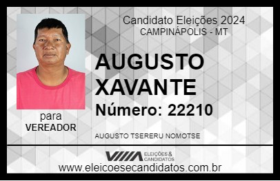 Candidato AUGUSTO XAVANTE 2024 - CAMPINÁPOLIS - Eleições