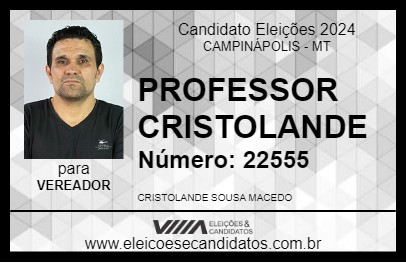 Candidato PROFESSOR CRISTOLANDE 2024 - CAMPINÁPOLIS - Eleições