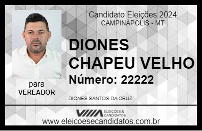 Candidato DIONES CHAPEU VELHO 2024 - CAMPINÁPOLIS - Eleições