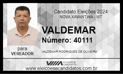 Candidato VALDEMAR 2024 - NOVA XAVANTINA - Eleições