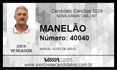 Candidato MANELÃO 2024 - NOVA XAVANTINA - Eleições