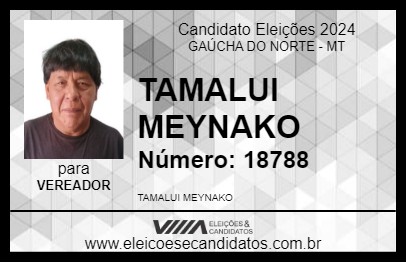 Candidato TAMALUI MEYNAKO 2024 - GAÚCHA DO NORTE - Eleições