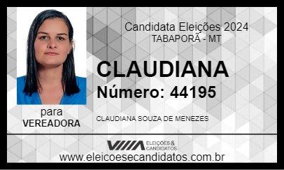 Candidato CLAUDIANA 2024 - TABAPORÃ - Eleições