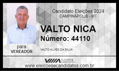 Candidato VALTO NICA 2024 - CAMPINÁPOLIS - Eleições