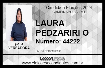 Candidato LAURA PEDZARIRI O 2024 - CAMPINÁPOLIS - Eleições