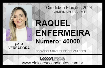 Candidato RAQUEL ENFERMEIRA 2024 - CAMPINÁPOLIS - Eleições