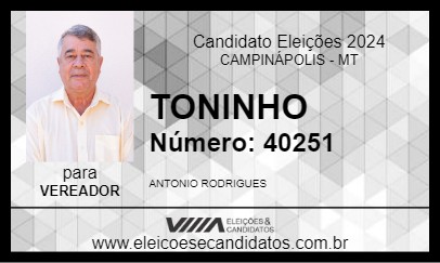 Candidato TONINHO 2024 - CAMPINÁPOLIS - Eleições