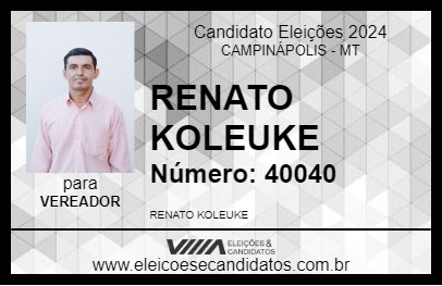 Candidato RENATO KOLEUKE 2024 - CAMPINÁPOLIS - Eleições