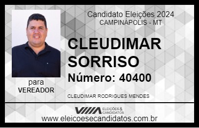 Candidato CLEUDIMAR SORRISO 2024 - CAMPINÁPOLIS - Eleições