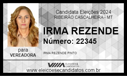 Candidato IRMA REZENDE 2024 - RIBEIRÃO CASCALHEIRA - Eleições