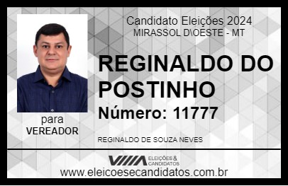 Candidato REGINALDO DO POSTINHO 2024 - MIRASSOL D\OESTE - Eleições