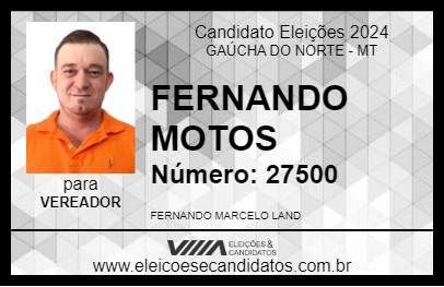 Candidato FERNANDO MOTOS 2024 - GAÚCHA DO NORTE - Eleições