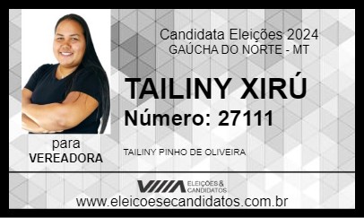 Candidato TAILINY XIRÚ 2024 - GAÚCHA DO NORTE - Eleições