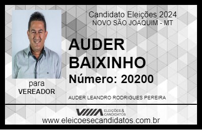 Candidato AUDER BAIXINHO 2024 - NOVO SÃO JOAQUIM - Eleições