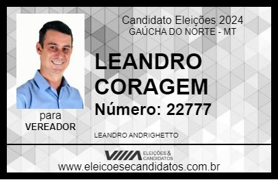 Candidato LEANDRO CORAGEM 2024 - GAÚCHA DO NORTE - Eleições