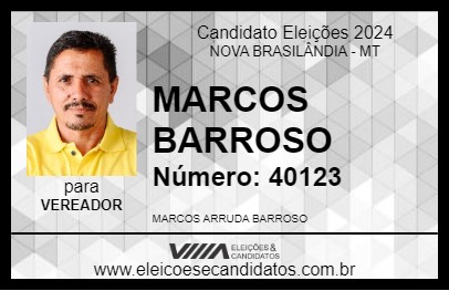 Candidato MARCOS BARROSO 2024 - NOVA BRASILÂNDIA - Eleições