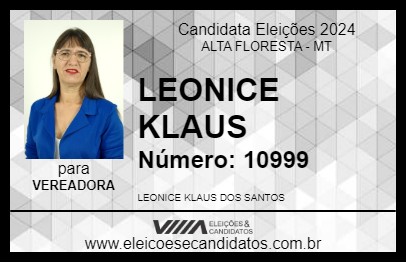 Candidato LEONICE KLAUS 2024 - ALTA FLORESTA - Eleições