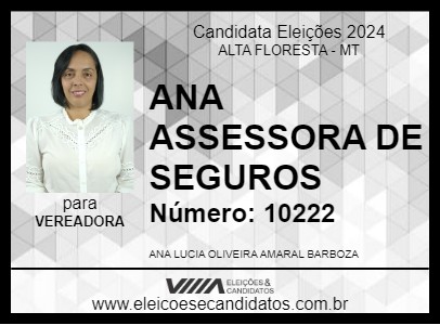 Candidato ANA ASSESSORA DE SEGUROS 2024 - ALTA FLORESTA - Eleições