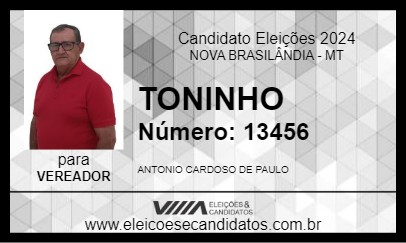 Candidato TONINHO CARDOSO 2024 - NOVA BRASILÂNDIA - Eleições