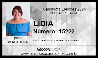 Candidato LÍDIA 2024 - PEDRA PRETA - Eleições