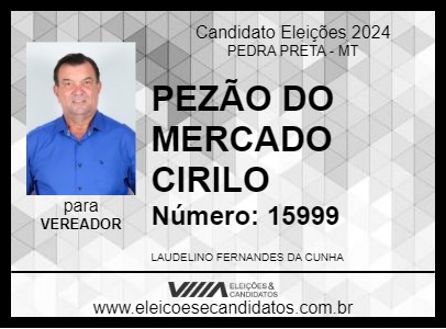 Candidato PEZÃO DO MERCADO CIRILO 2024 - PEDRA PRETA - Eleições